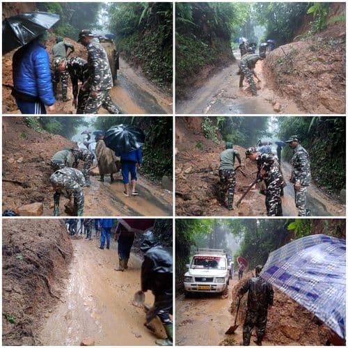 SSB personnel carried rescue operation at landslide hit area along Indo-Nepal border in Simana