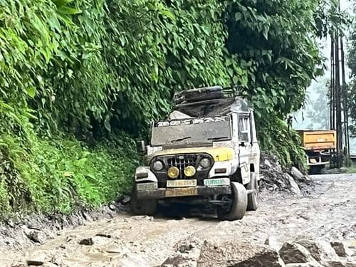 Receding monsoon fury results in landslips and road connectivity disruption at some places of Geyzing district.