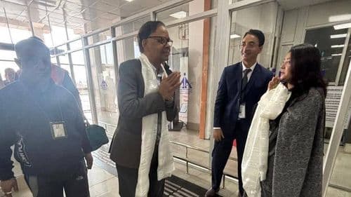 The 16th Finance Commission of India Chairman and members arrive at Bagdogra airport
